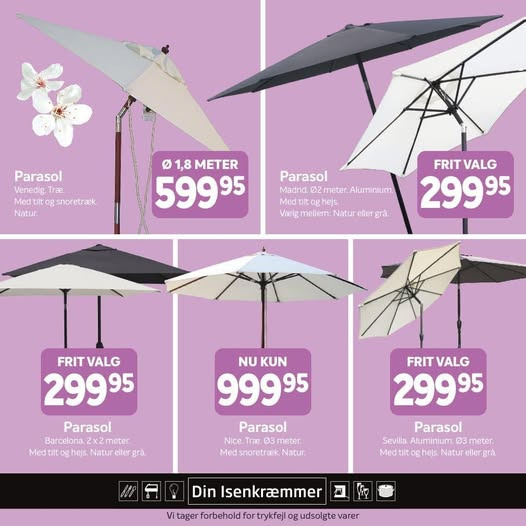 Fredericia Isenkram inspirerer til forår på terrassen med nye parasoller fra DA’CORE