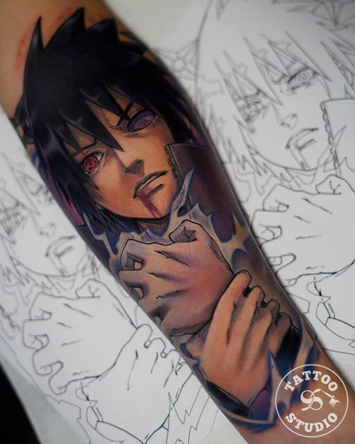 Tattoo Studio 96 Aalborg viser anime-motiv i farver fra Bar