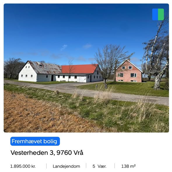 Nybolig Brønderslev & Vrå præsenterer nedlagt landbrug på 4,3 ha i Vrå