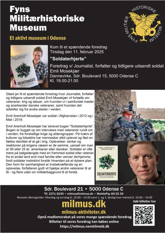 Foredrag om "Soldaterhjerte" med Emil Mosekjær i Odense