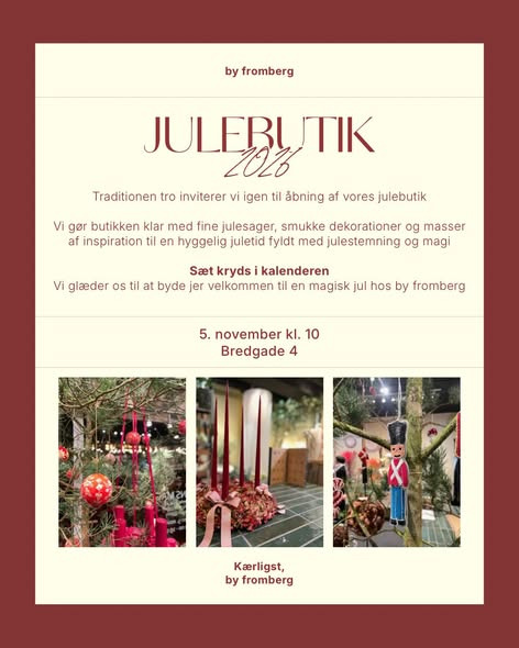 by fromberg åbner julebutik 5. november kl. 10