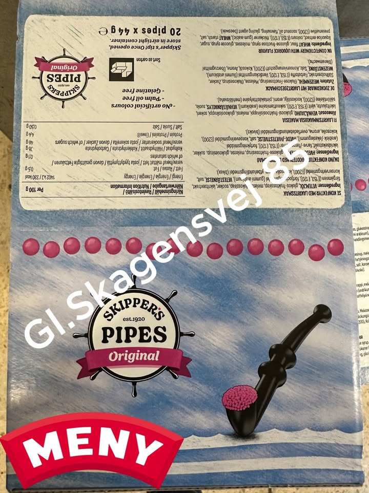 Meny Gl. Skagensvej tilbyder lakridspiber i kasse til nedsat pris