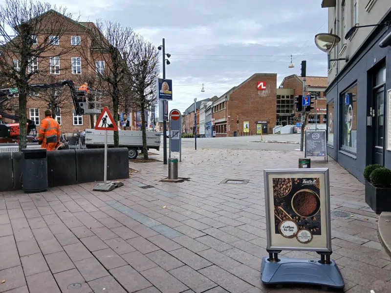 Kryds i Kolding bymidte bygges om for at forberede ændringer i gågadenettet og trafikregler