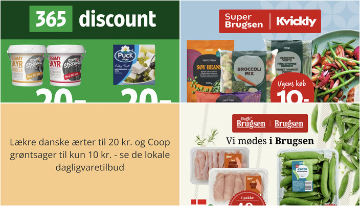 Lækre danske ærter til 20 kr. og Coop grøntsager til kun 10 kr. - se de lokale dagligvaretilbud