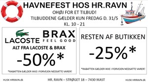 Havnefest-tilbud hos Hr. Ravn med store rabatter på tøj fredag 31. maj