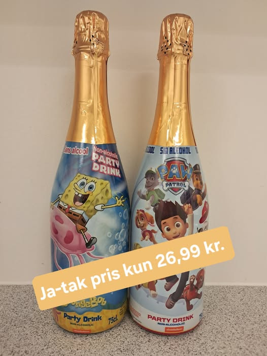 Spar Valsgård tilbyder børnechampagne med Paw Patrol og Svampebob Firkant til ja-tak pris