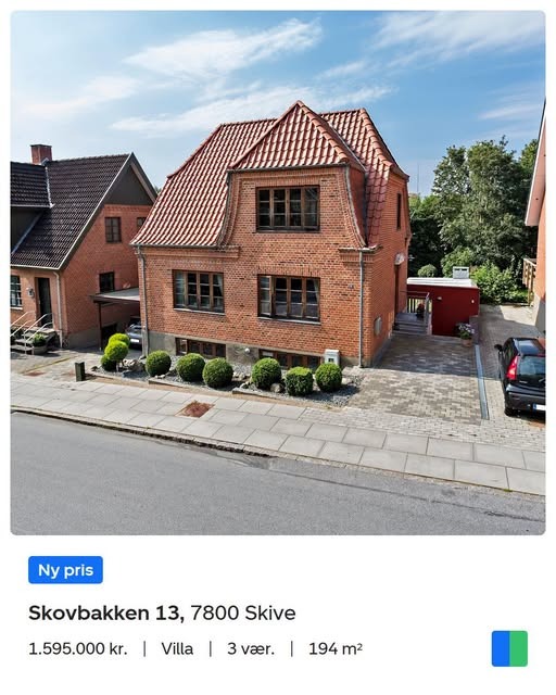 Nybolig Skive I/S annoncerer ny pris på Skovbakken 13 i Skive