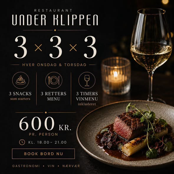 Restaurant Under Klippen har åbent for frokost på terrassen