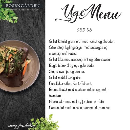 Rosengårdens Gårdbutik præsenterer ny ugemenu klar til afhentning 