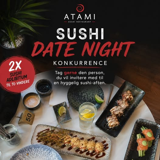 Atami Sushi Kolding udlodder sushi ad libitum for 2 personer