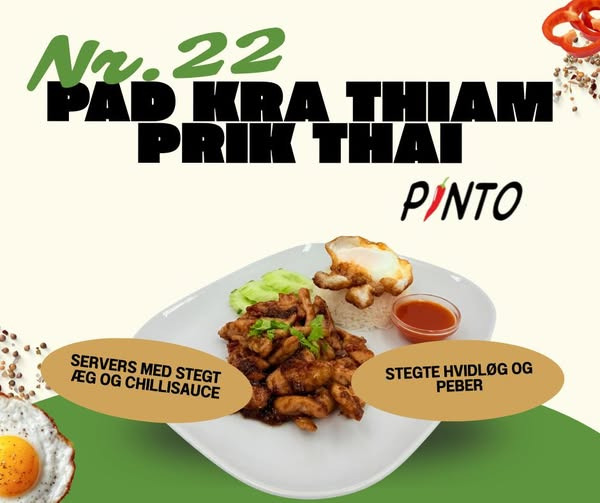 Pinto Thai Take Away fremhæver Pad Kra Thiam Prik Thai til frokost og aftensmad