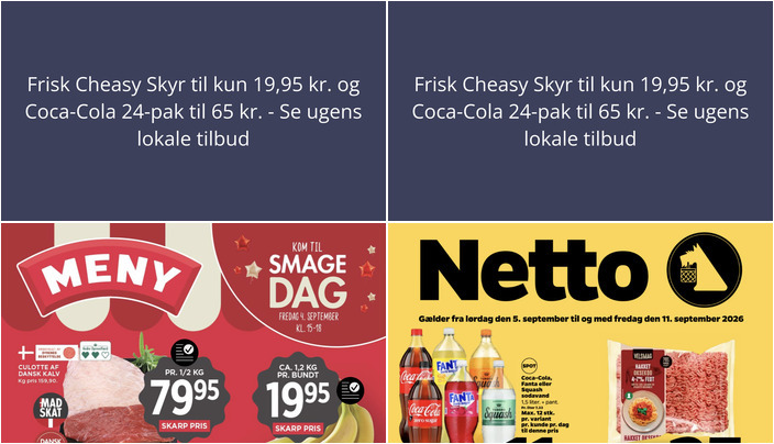 Frisk Cheasy Skyr til kun 19,95 kr. og Coca-Cola 24-pak til 65 kr. - Se ugens lokale tilbud