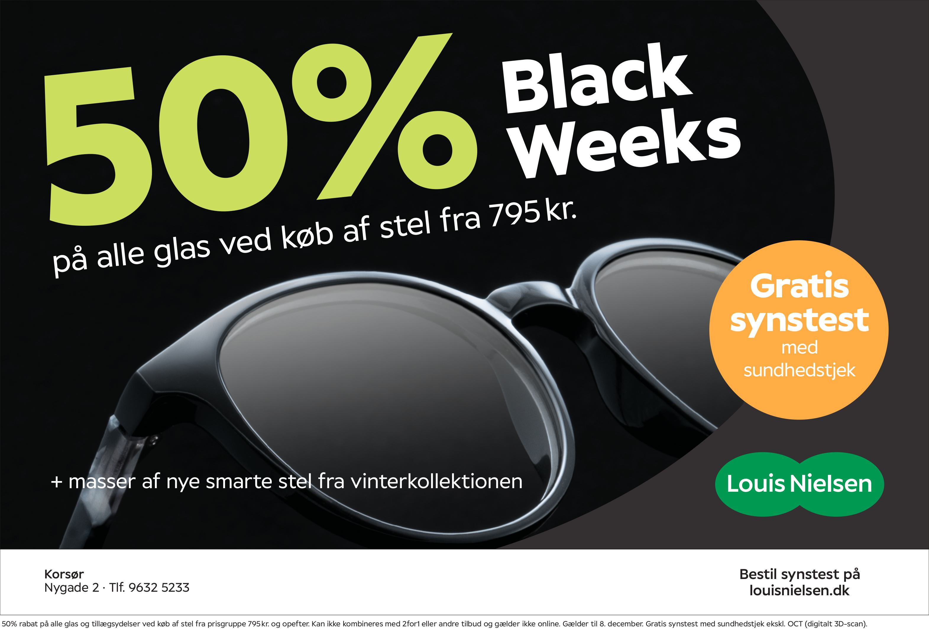 Louis Nielsen Korsør: Få halv pris på brilleglas under Black Weeks