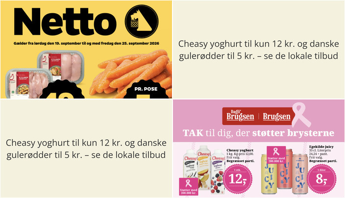 Cheasy yoghurt til kun 12 kr. og danske gulerødder til 5 kr. – se de lokale tilbud