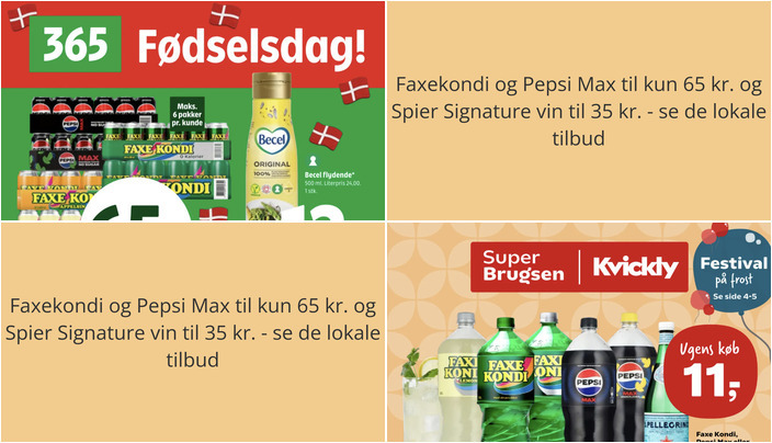 Faxekondi og Pepsi Max til kun 65 kr. og Spier Signature vin til 35 kr. - se de lokale tilbud
