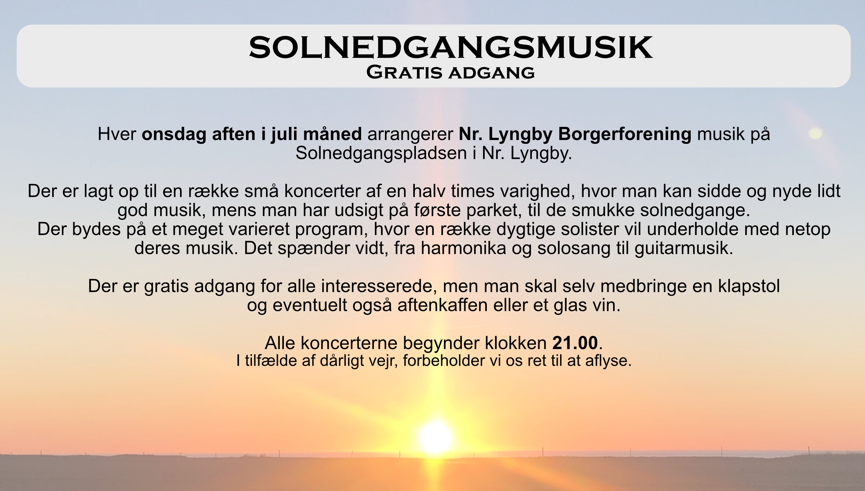 Musikalsk solnedgang på Solnedgangspladsen i Nr. Lyngby