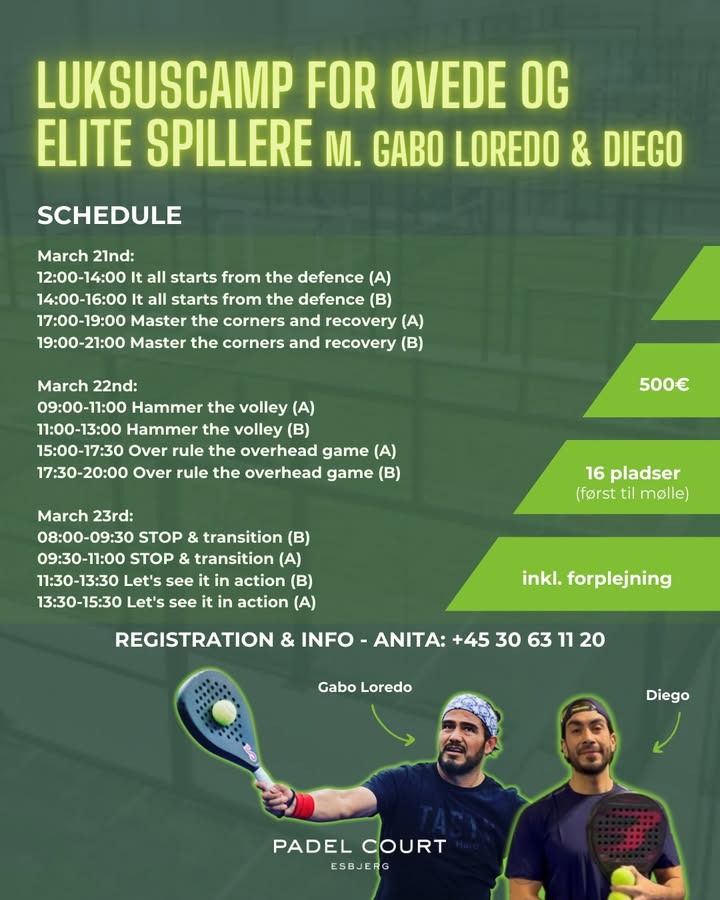 Luksus padel camp for øvede og elite hos Padel Court Esbjerg