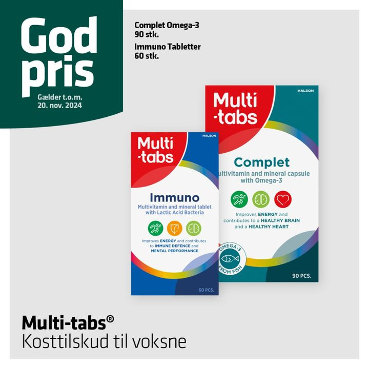 Herning Løve Apotek tilbyder gode priser på Multitabs kosttilskud til voksne