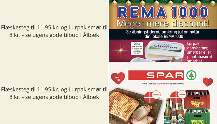 Flæskesteg til 11,95 kr. og Lurpak smør til 8 kr. - se ugens gode tilbud i Ålbæk