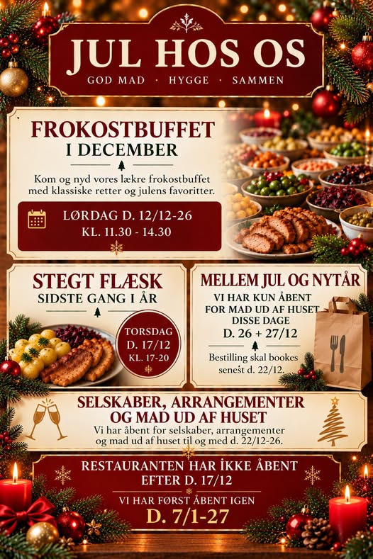 Vesløs Kro deler info om muligheder vedrørende julen