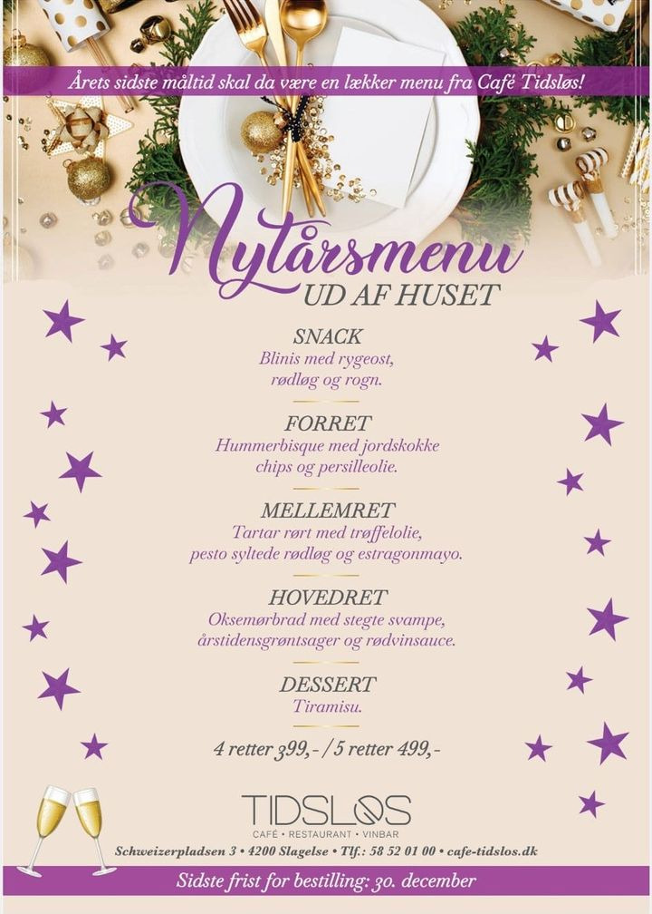 Café Tidslös præsenterer årets nytårsmenu som take away