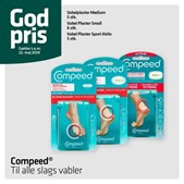 Tilbud på Compeed til alle slags vabler på dit lokale apotek og online: Få fri fragt ved køb over 249 kr