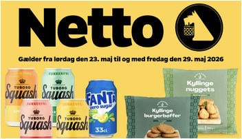 Få Tuborg Squash eller Fanta hyldeblomst til kun 3 kr. og Bistronne kyllingemarked for 10 kr. hos Netto