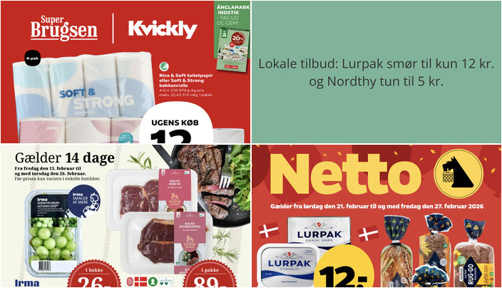 Lokale tilbud: Lurpak smør til kun 12 kr. og Nordthy tun til 5 kr.