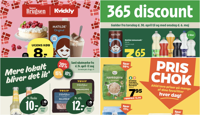 Matilde kakaomælk til kun 3,65 kr. og Langelænder pølser til 79 kr. - se de lokale tilbud