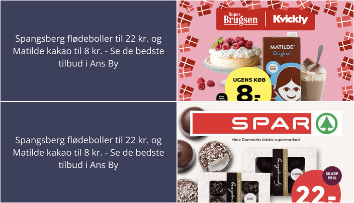 Spangsberg flødeboller til 22 kr. og Matilde kakao til 8 kr. - Se de bedste tilbud i Ans By
