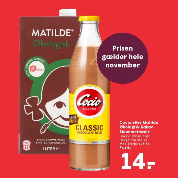 Spar Skallerup A/S tilbyder Cocio og Matilde kakao til kun 14 kr. i november