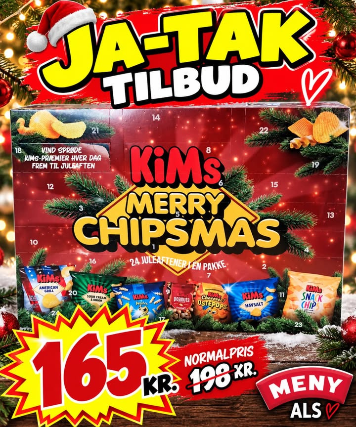MENY Als tilbyder KiMs Merry Chipsmas julekalender til 165 kr.