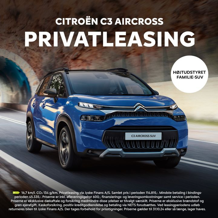 Citroën C3 Aircross privatleasing hos Henrik Christensen A/S – perfekt SUV til familie og fritid