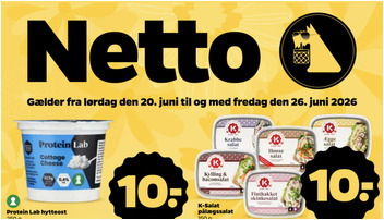 Protein Lab hytteost til kun 10 kr. og Kohberg brød til 10 kr. - se ugens gode tilbud hos Netto
