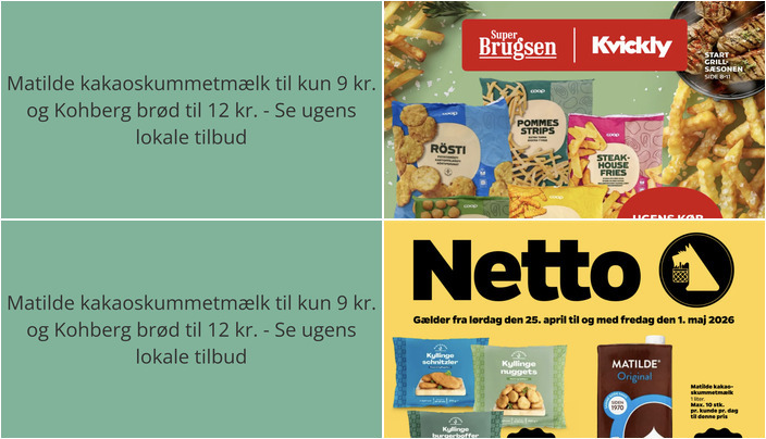 Matilde kakaoskummetmælk til kun 9 kr. og Kohberg brød til 12 kr. - Se ugens lokale tilbud