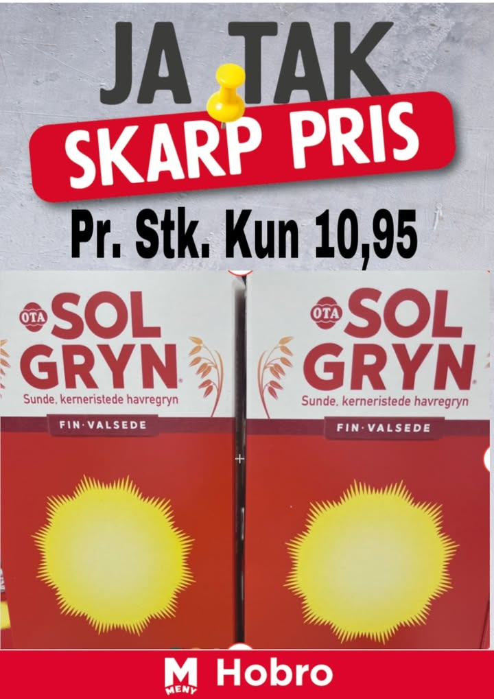 MENY Hobro tilbyder Ota Solgryn til 10,95 kr. pr. stk.