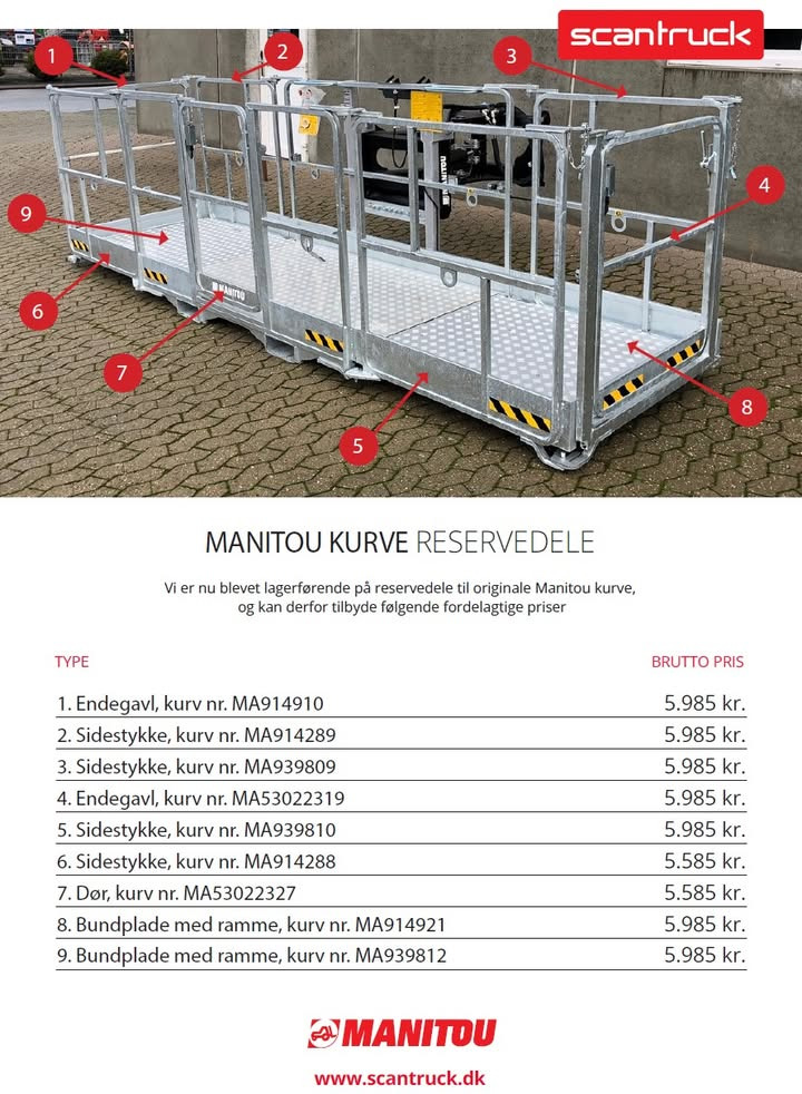 Scantruck A/S tilbyder hurtig levering af originale Manitou kurvereservedele