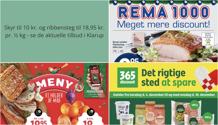 Skyr til 10 kr. og ribbensteg til 18,95 kr. pr. ½ kg - se de aktuelle tilbud i Klarup