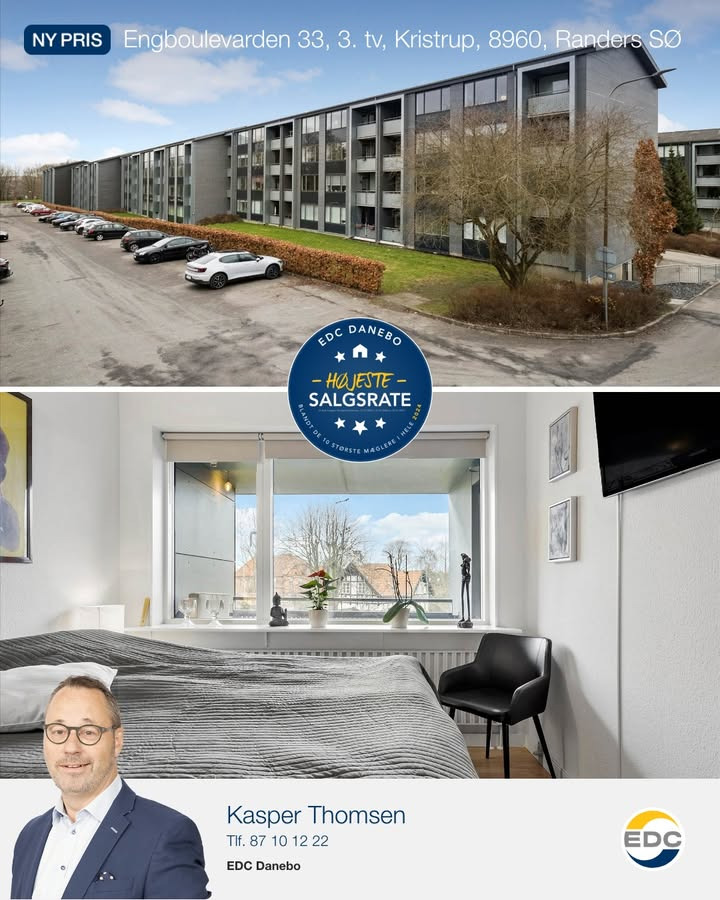 Ny skarp pris på centralt beliggende ejerlejlighed i Kristrup fra EDC Danebo