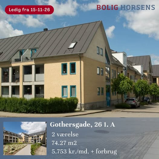 Bolig Horsens har 2-værelsers bolig med egen altan ledig i Gartnervænget