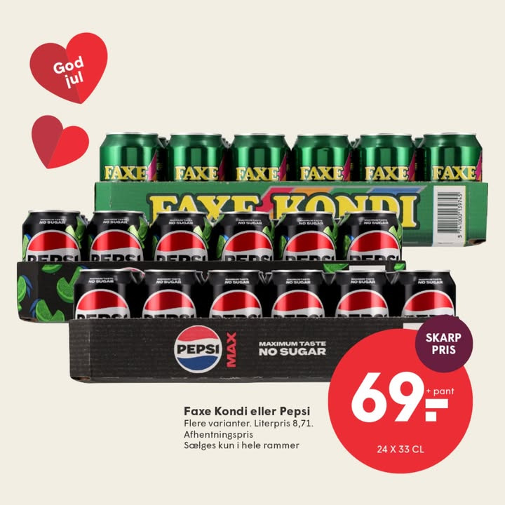 Spar Skallerup A/S med skarpt tilbud på Pepsi Max og Faxe Kondi rammer