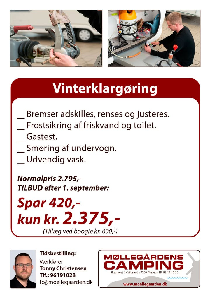 Møllegårdens Camping tilbyder vinterklargøring af campingvogne til særpris nu