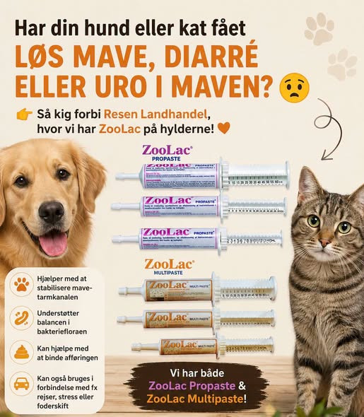 Resen Landhandel har ZooLac til hunde og katte med maveonde