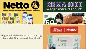 Änglamark vådservietter til kun 6 kr. og hel and til 59 kr. - se de lokale tilbud