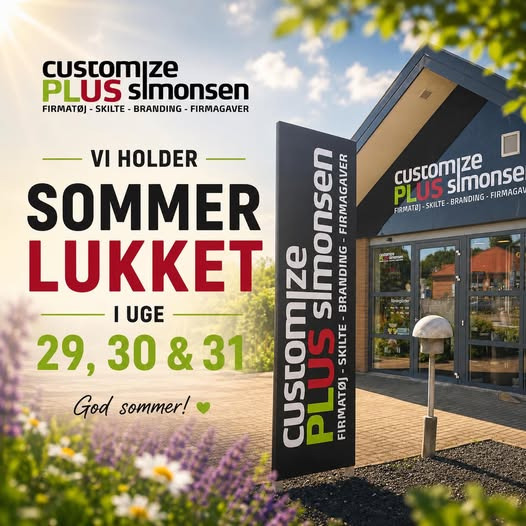 Customize PLUS Simonsen holder lukket i uge 29, 30 og 31