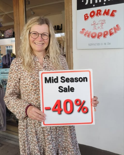 Børneshoppen Brønderslev tilbyder 40% rabat under Mid season sale i Shop og hyg uge