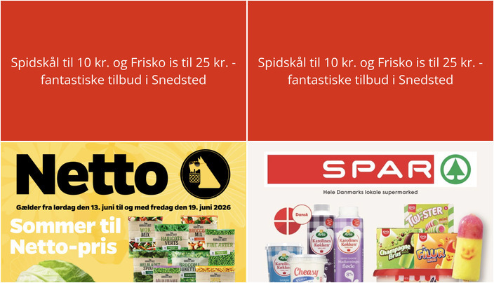 Spidskål til 10 kr. og Frisko is til 25 kr. - fantastiske tilbud i Snedsted