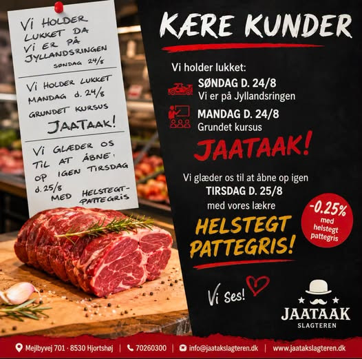 Jaataak Slagteren er tilbage tirsdag med helstegt pattegris
