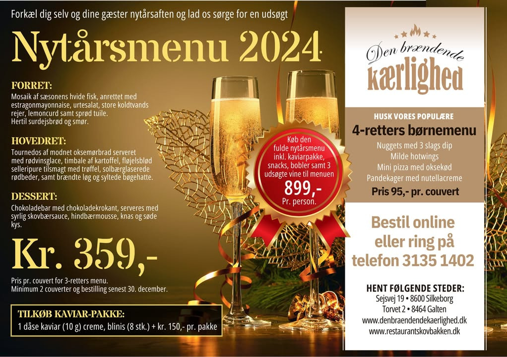 Den Brændende Kærlighed præsenterer årets nytårsmenu 2024 for hele familien