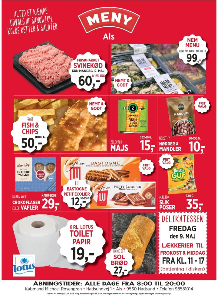 Meny Als annoncerer ugens lokale tilbudspriser fra 7. til 12. maj